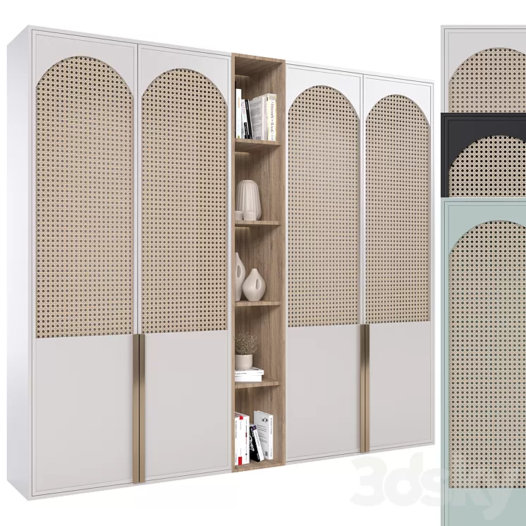 Rattan wardrobe furniture 02 3D Model Free Download