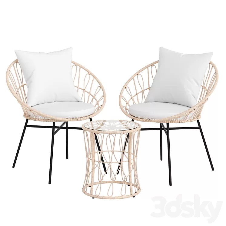 Rattan Wicker Patio Garden Furniture Set 3D Model Free Download