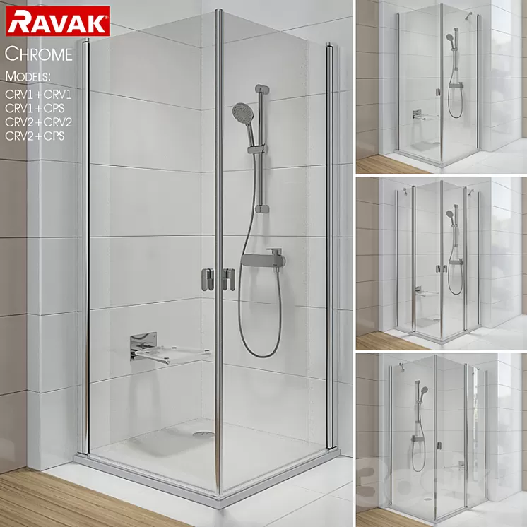 Ravak Chrome Corner Shower Enclosures 3D Model Ravak Chrome Corner Shower Enclosures 3D Model