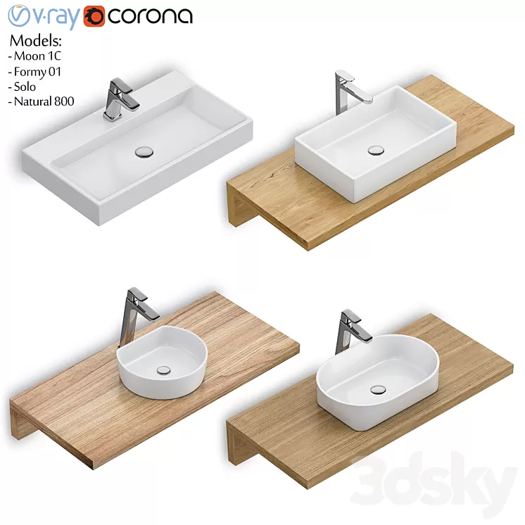 RAVAK set 60 washbasin set (Moon 1C Formy 01 Solo Natural 800) 3D Model