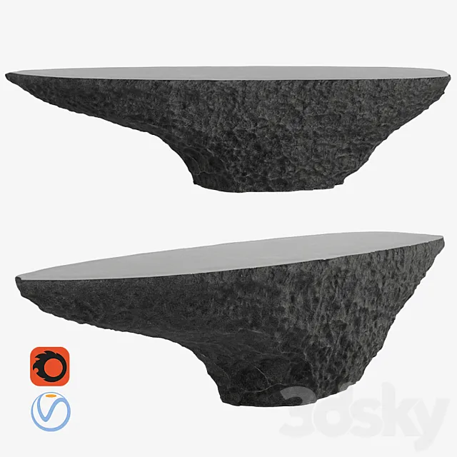 Raw Stone Rock Table 3DModel