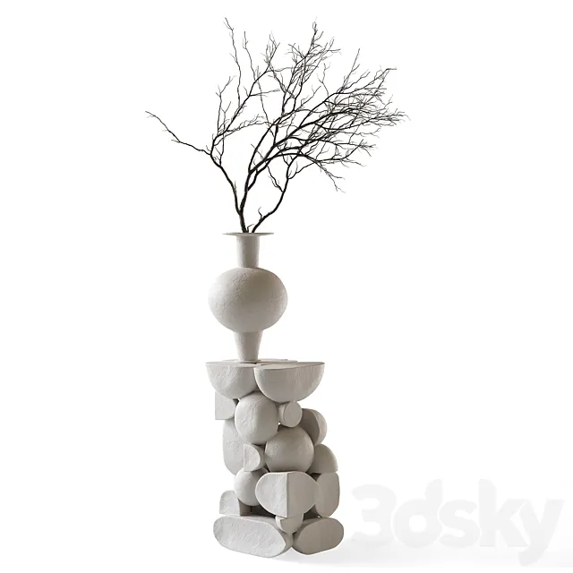 Re Jin Lee podium with branch in vase 3D Model