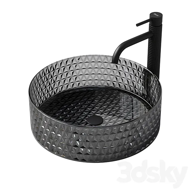 REA Cristal black washbasin with Gusto One tap 3D Model REA Cristal black washbasin with Gusto One tap 3D Model