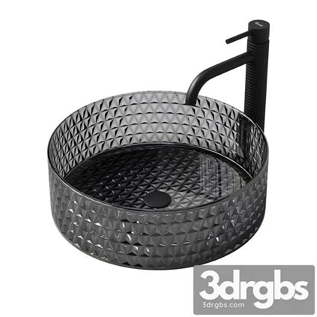 Rea cristal black washbasin with gusto one tap