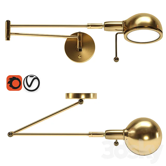 Reade Wall Light Antique Brass 3DModel