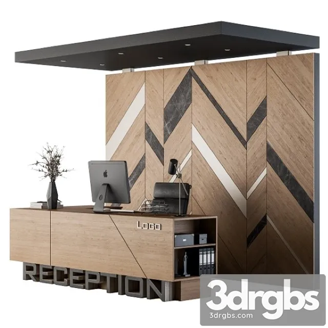 Reception Desk and Wall Decor Set 06 3D Model Download