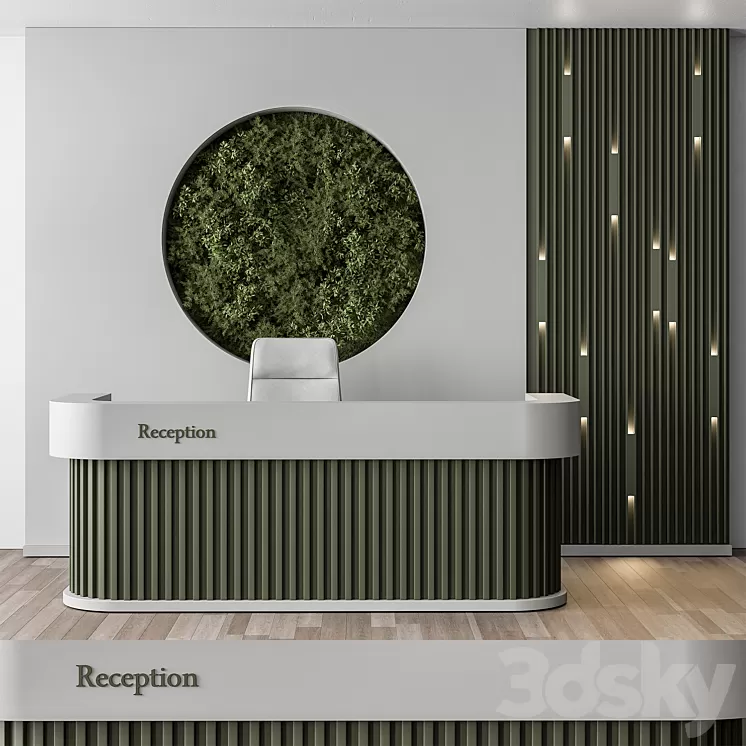Reception Desk and Wall Decor with vertical Garden – Office Set 312 3D Model