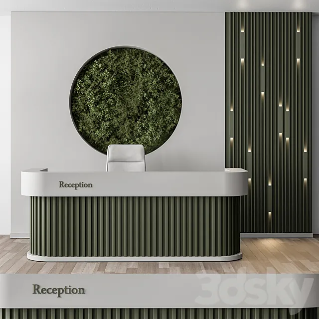 Reception Desk and Wall Decor with vertical Garden – Office Set 312 3DModel Reception Desk and Wall Decor with vertical Garden – Office Set 312 3DModel