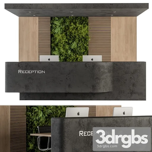 Reception desk and wall decoration – set 07 2 3D Model Download