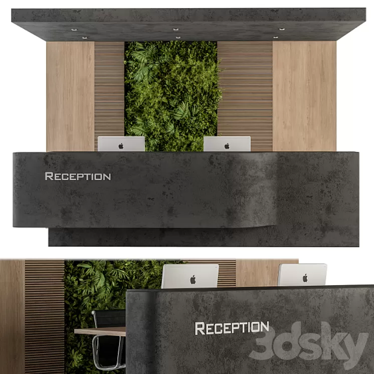 Reception Desk and Wall Decoration – Set 07 3D Model