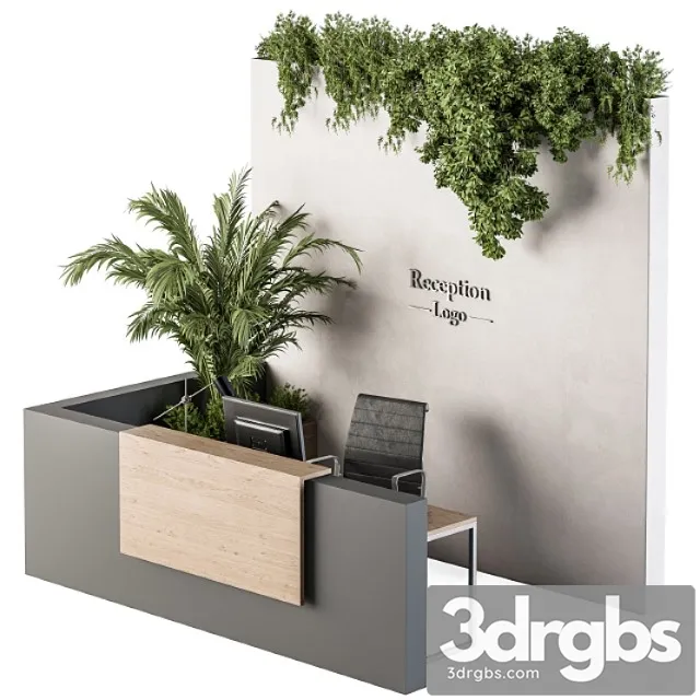 Reception desk and wall decoration – set 09 2 3D Model Download