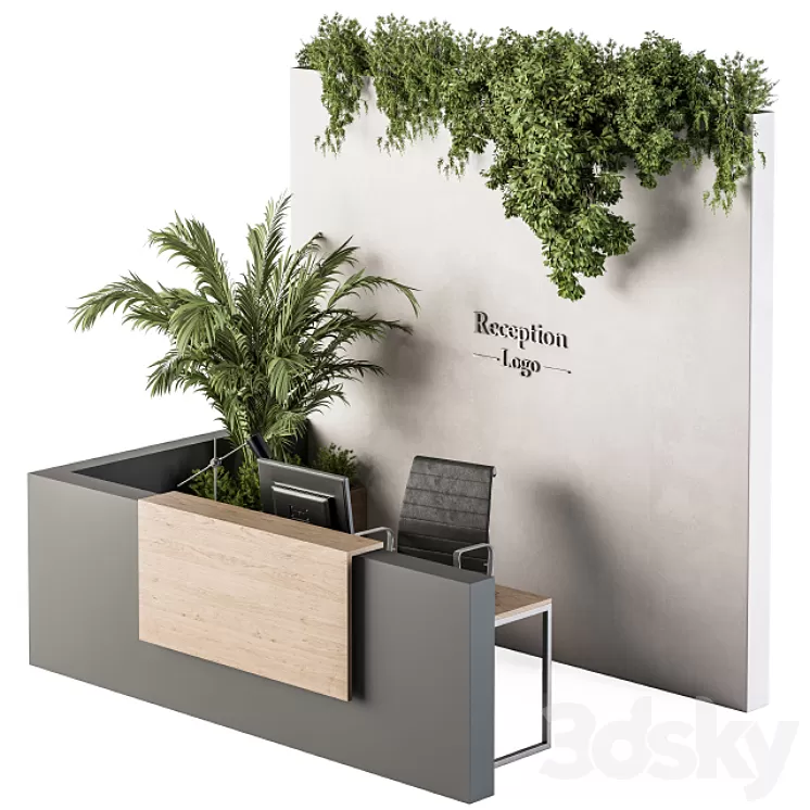 Reception Desk and Wall Decoration – Set 09 3D Model