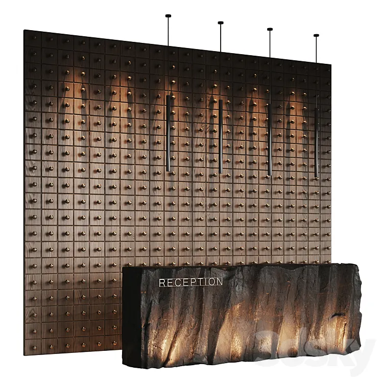 Reception desk natural rock 2 3D Model Free Download