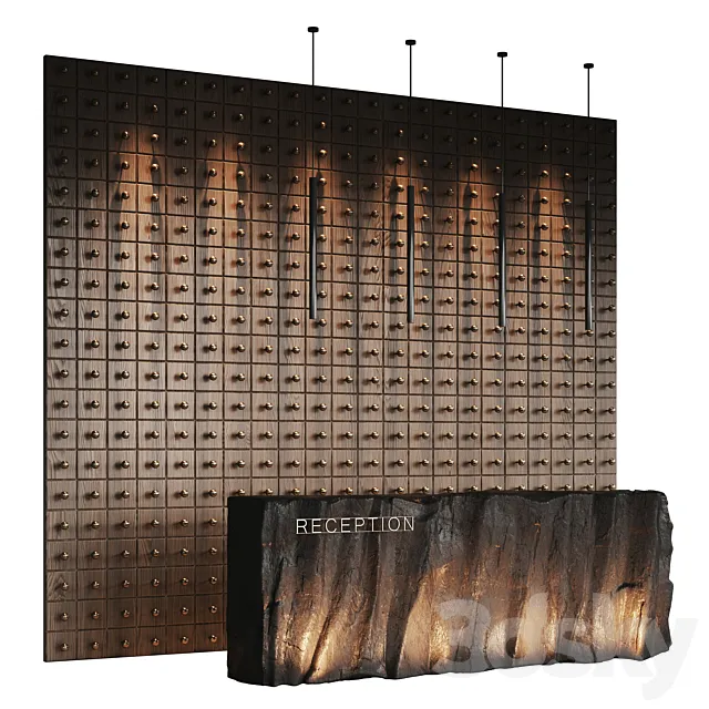 Reception desk natural rock 2 3D Model