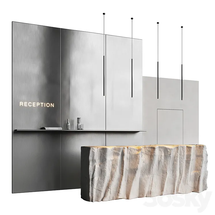 Reception desk natural rock 3D Model Free Download