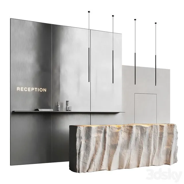 Reception desk natural rock 3D Model