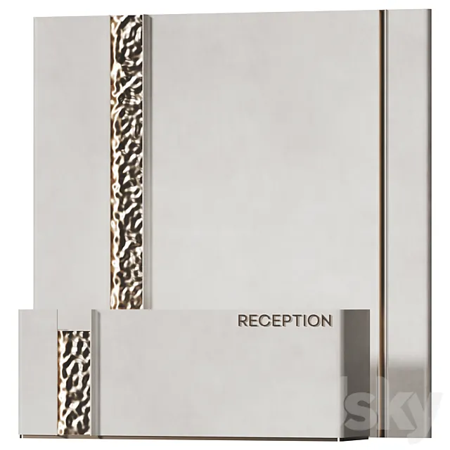 Reception desk with gold metal panels | AV 076 3D Model