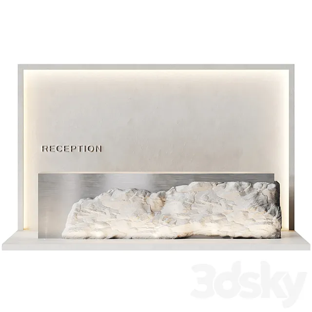 Reception made of natural stone and steel 3D Model