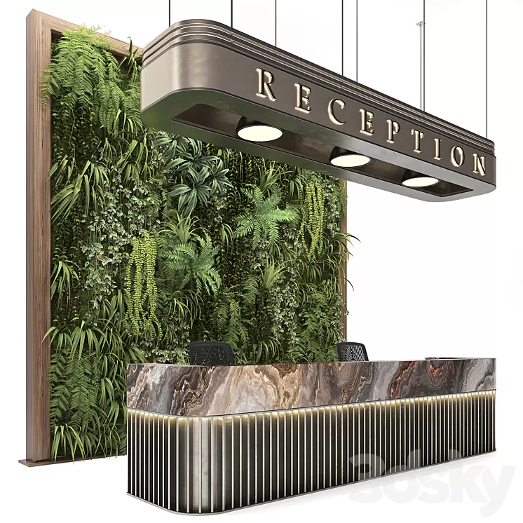 Reception with wall plants 3D Model Free Download