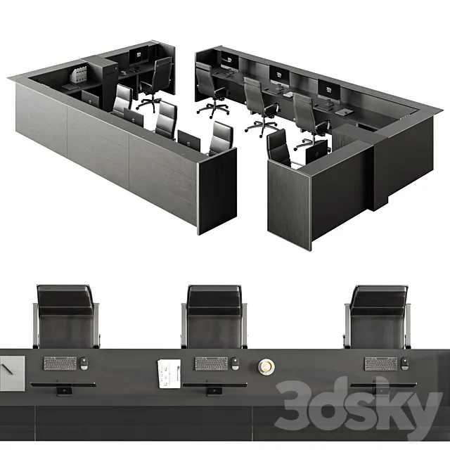 Reception-Work Station Desk Set.3 3D Model