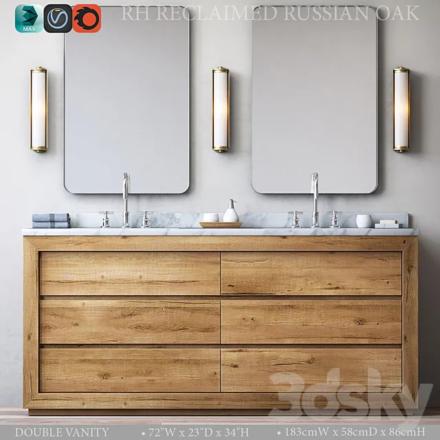 RECLAIMED RUSSIAN OAK DOUBLE VANITY 3DModel RECLAIMED RUSSIAN OAK DOUBLE VANITY 3DModel