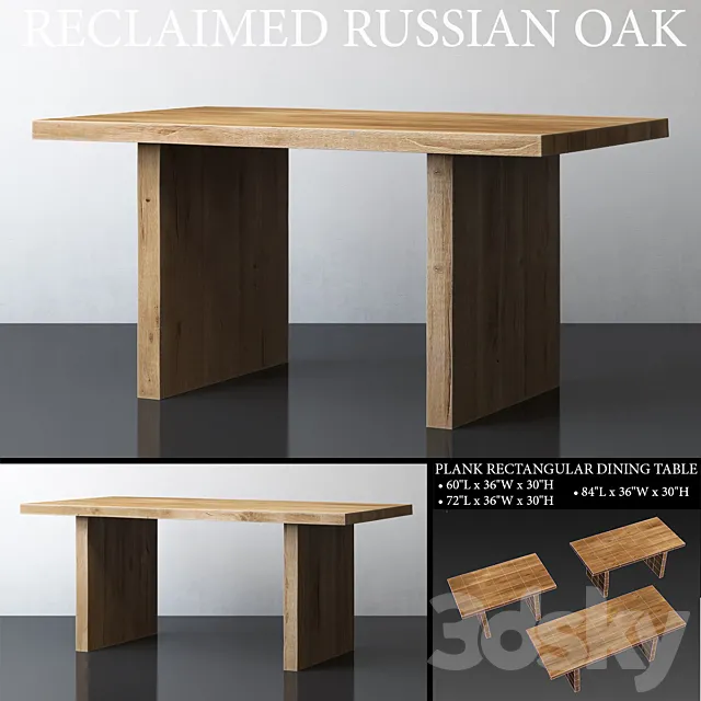 RECLAIMED RUSSIAN OAK PLANK RECTANGULAR DINING TABLE Medium 3D Model 3DSKY Decor Helper
