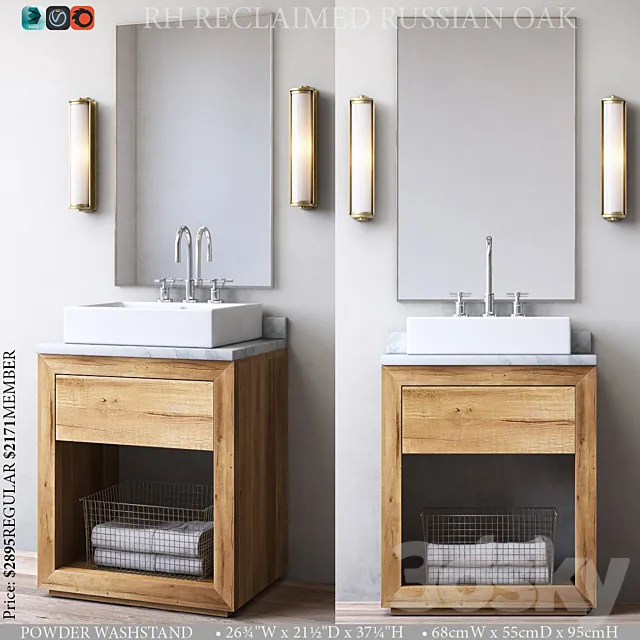 RECLAIMED RUSSIAN OAK POWDER WASHSTAND 3D Model RECLAIMED RUSSIAN OAK POWDER WASHSTAND 3D Model