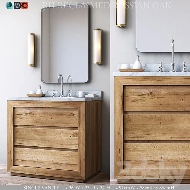 RECLAIMED RUSSIAN OAK SINGLE VANITY 3DModel RECLAIMED RUSSIAN OAK SINGLE VANITY 3DModel