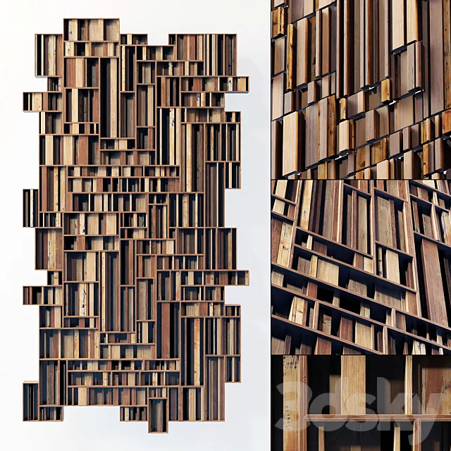 Rectangle wood panel rail n2 _ Wooden rectangular panel from rails # 2 3D Model