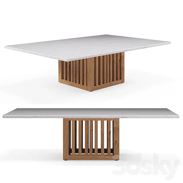Rectangular coffee table with Code marble top 3DModel