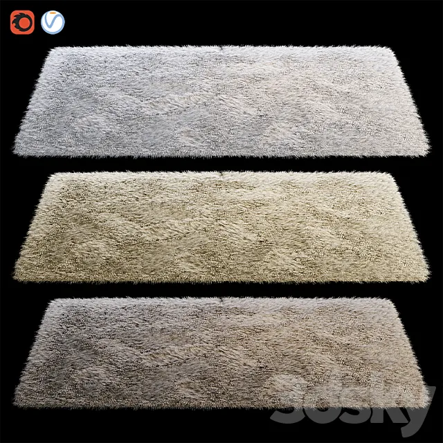 Rectangular fluffy carpet 3D Model Rectangular fluffy carpet 3D Model
