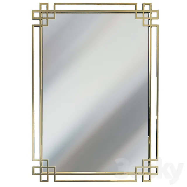 Rectangular mirror in gold frame KFE1270 3D Model