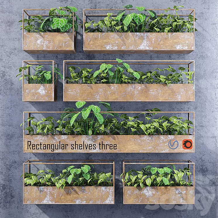 Rectangular shelves three 3D Model Rectangular shelves three 3D Model