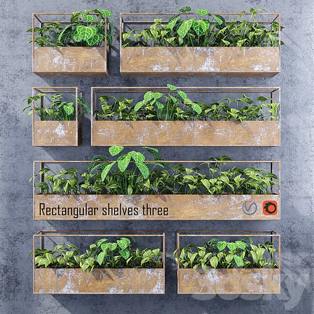 Rectangular shelves three 3DModel Rectangular shelves three 3DModel