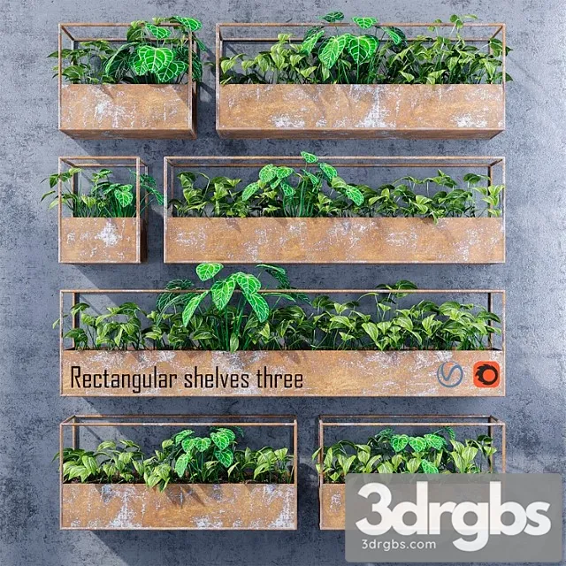 Rectangular shelves three Rectangular shelves three