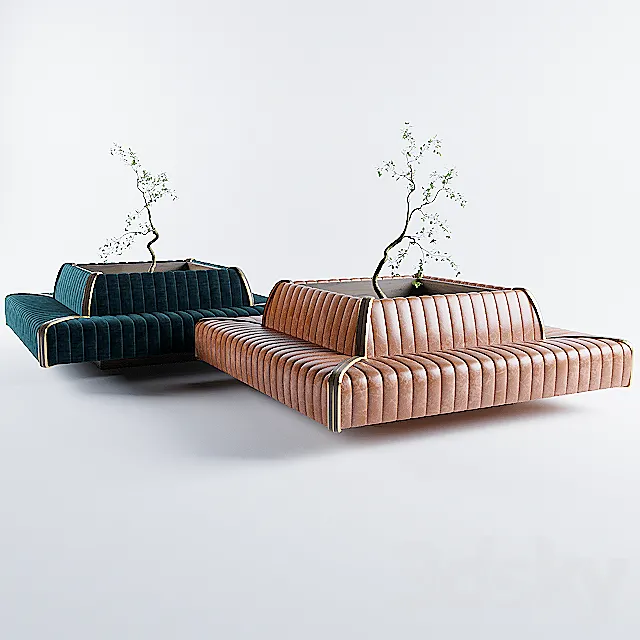 Rectangular Sofa For Cafe & Restaurant 3D Model