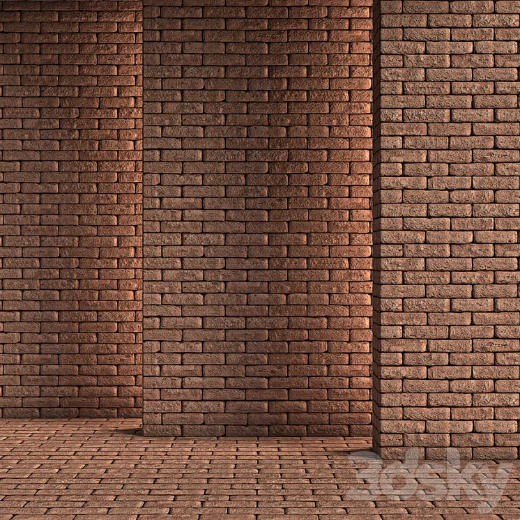 Red brick 01 3D Model Free Download