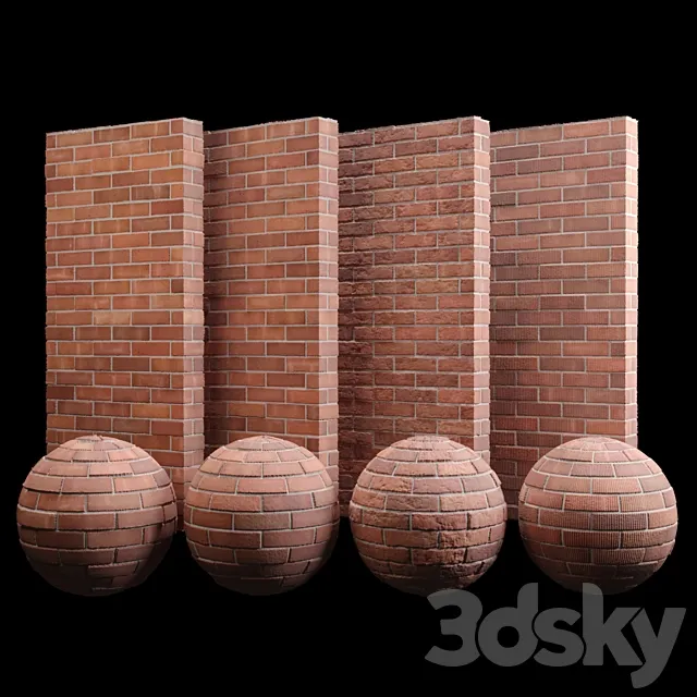 Red brick tiles 3D Model