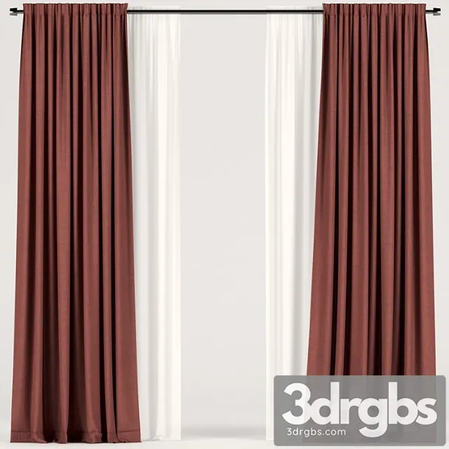 Red curtains. 3D Model Download