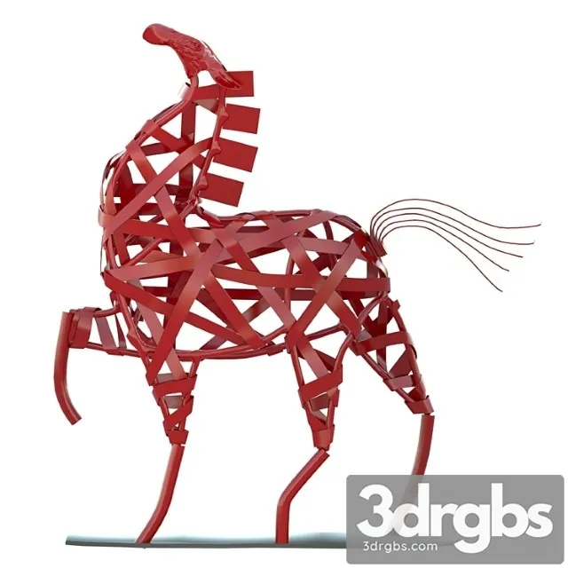 Red horse statuette 3D Model Download