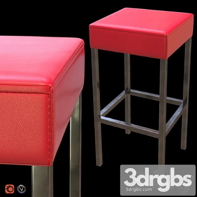 Red leather high stool 2 3D Model Download Red leather high stool 2 3D Model Download