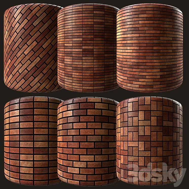 red rustic american brick 05 3D Model Free Download