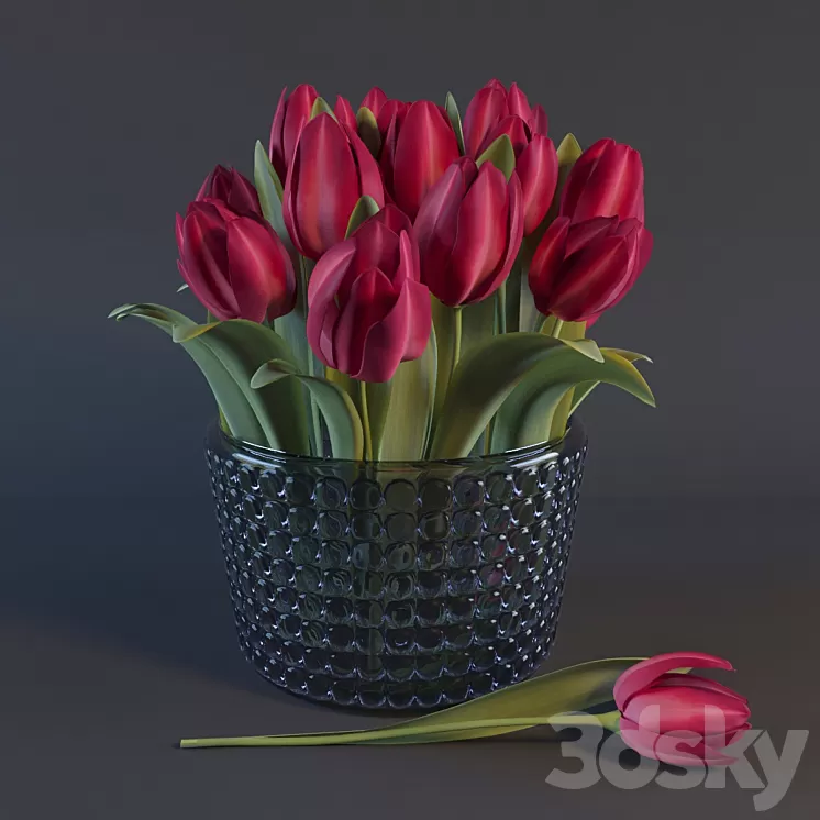 Red Tulips 3D Model Red Tulips 3D Model