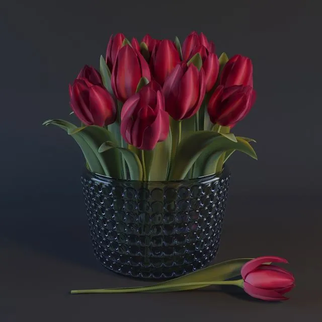 Red Tulips 3D Model Red Tulips 3D Model