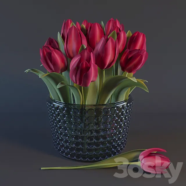 Red Tulips 3DModel Red Tulips 3DModel