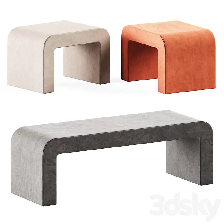 Reeno Benchh by Grazia & Co / Upholstered bench 3D Model Reeno Benchh by Grazia & Co / Upholstered bench 3D Model