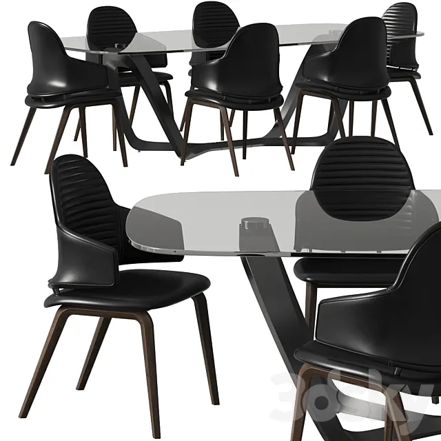 Reflex Vela Armchair and Angelo Segno 72 Dining Set 3DModel