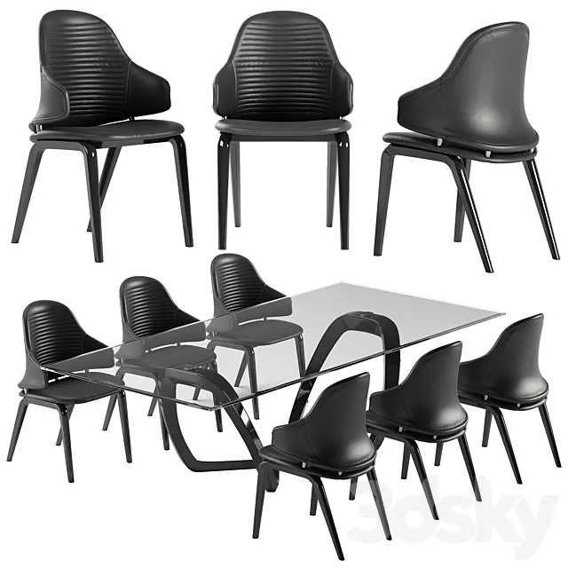 Reflex Vela chair Segno table set 3D Model