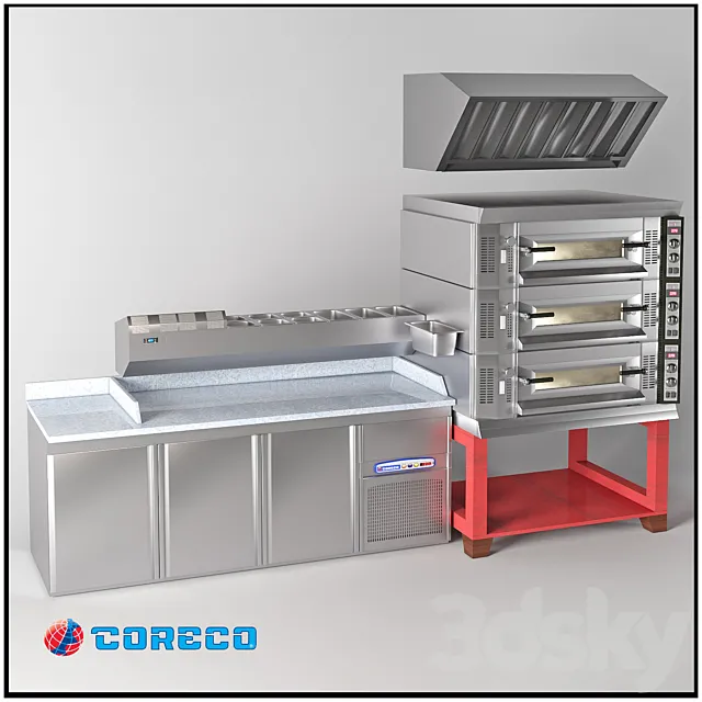 Refrigerated tables pizzafied Coreco + oven 3D Model