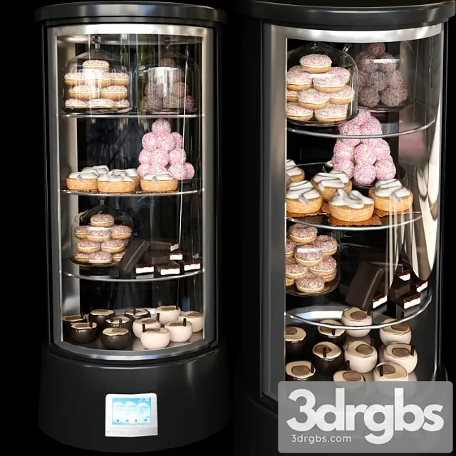 Refrigerator in a cafe with desserts and various sweets 2. confectionery shop 3D Model Download